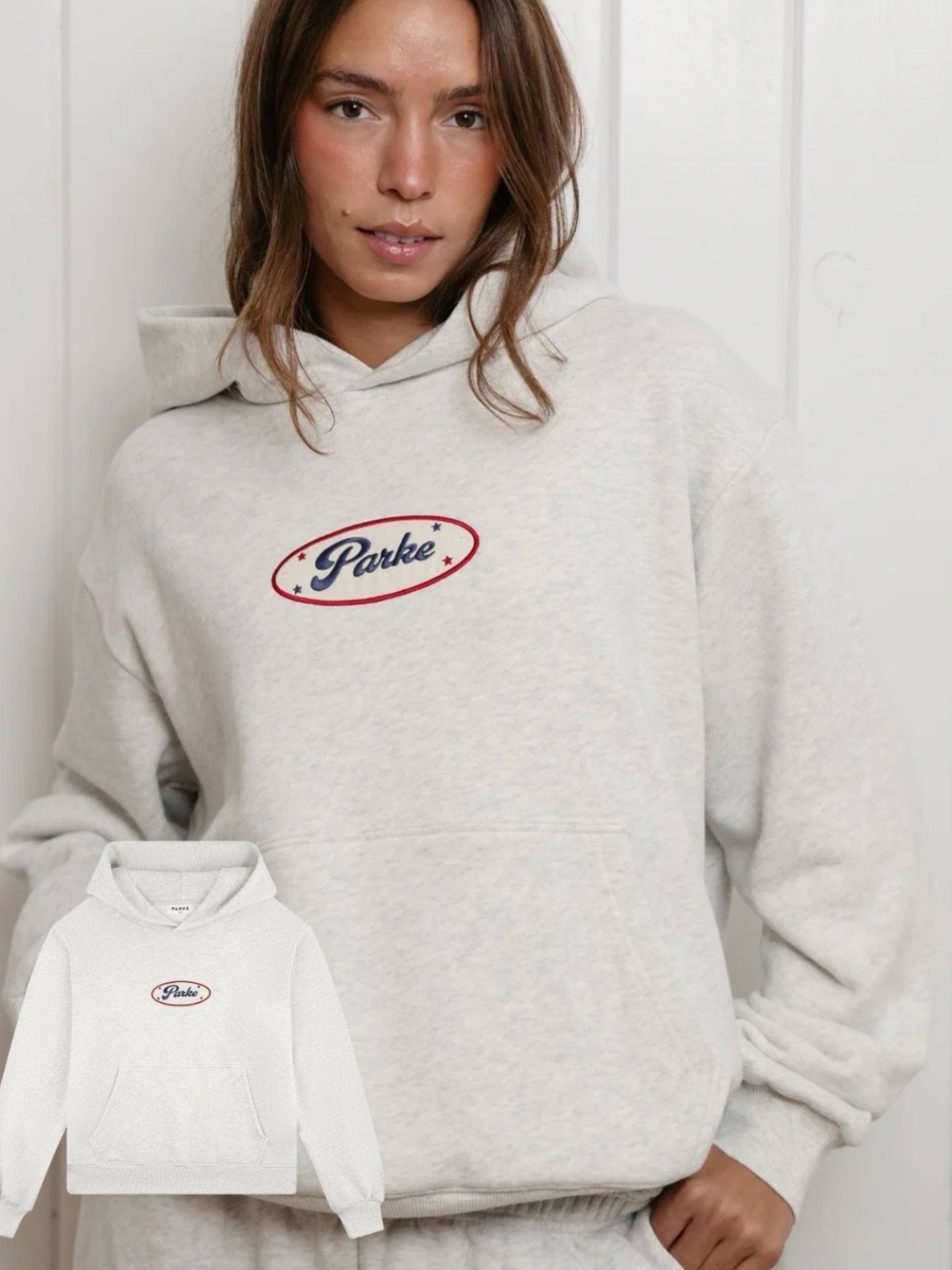 Parke Cream Logo Crewneck Hoodie